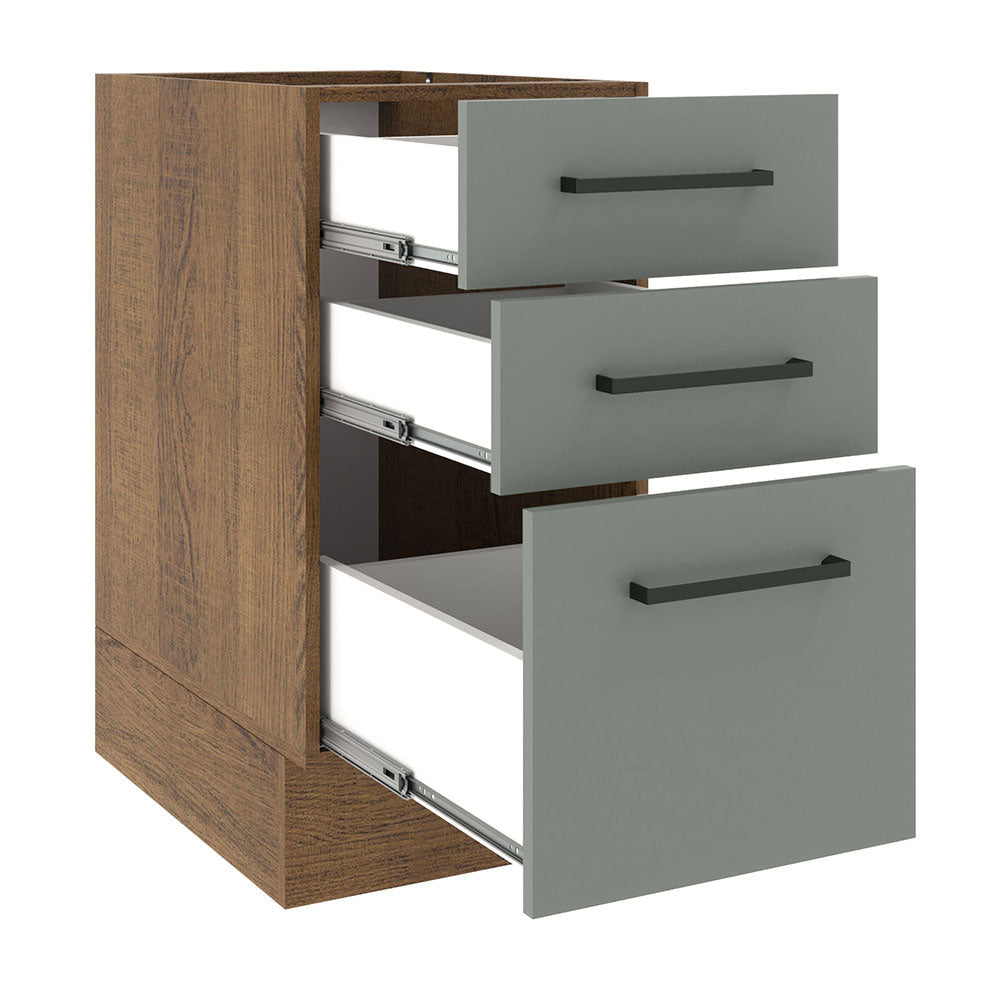Mueble de Cocina Bajo Agata 3 Cajones 40 cm x 60 cm sin Encimera Marrón/Gris