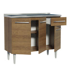 Mueble de Cocina Emilly 1.05 m con Mesón de Acero Marrón