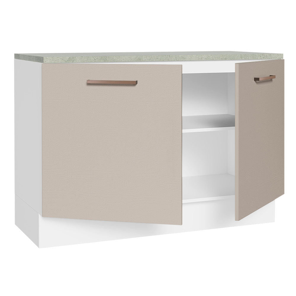 Mueble de Cocina Bajo Agata 1.20 m 2 Puertas con Encimera de MDP Blanco/Crema
