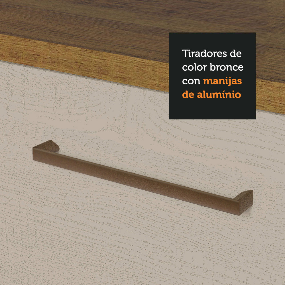 Gabinete Bajo de Lavaplatos 120cm 1 Puerta 2 Cajones Marrón/Crema (Sin Mesón y Sin Lavaplatos) Agata