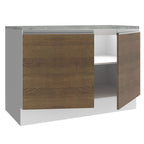 Mueble de Cocina Bajo Glamy 1.20 m 2 Puertas con Encimera Blanco/Marrón