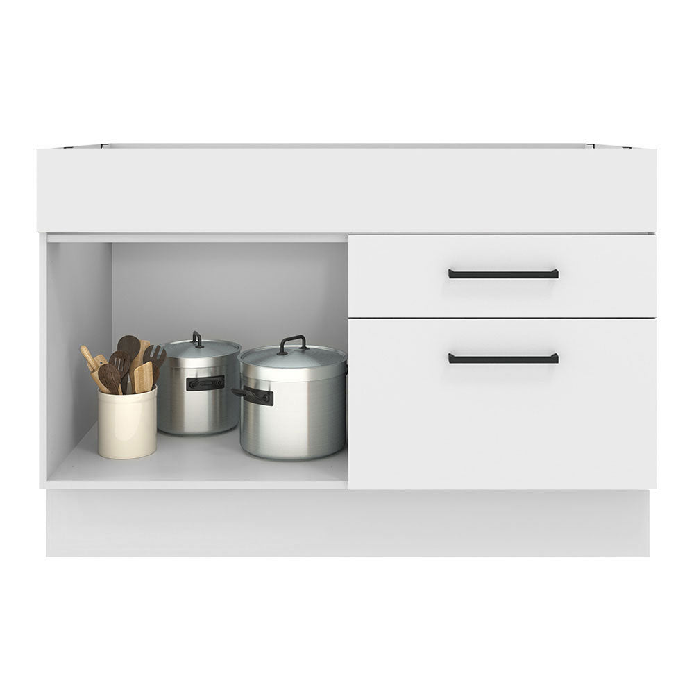 Mueble de Cocina Bajo Agata 1.20 m 1 Puerta 2 Cajones Blanco