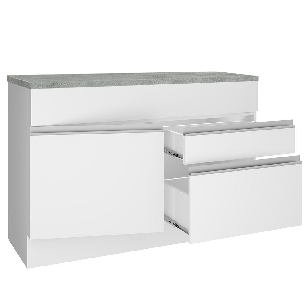 Mueble de Cocina Bajo Glamy 1.20 m 1 Puerta 2 Cajones con Encimera Blanco