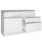 Mueble de Cocina Bajo Glamy 1.20 m 1 Puerta 2 Cajones con Encimera Blanco
