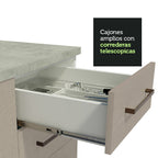 Mueble de Cocina Bajo Agata 1.20 m 2 Puertas 3 Cajones con Encimera Blanco/Crema