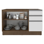Mueble de Cocina Bajo Glamy 1.20 m 2 Puertas 3 Cajones Marrón/Blanco