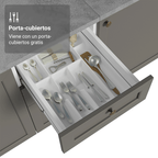 Mueble de Cocina Bajo Vik 1.20 m 2 Puertas 3 Cajones Blanco/Gris