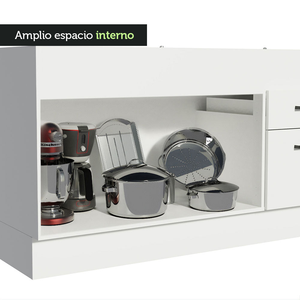 Mueble de Cocina Bajo Agata 1.50 m 2 Puertas 2 Cajones Blanco