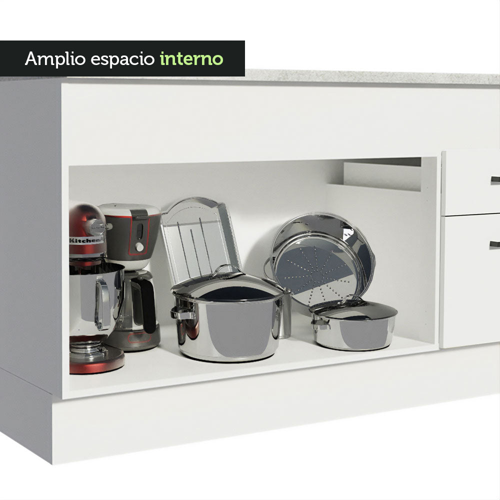Mueble de Cocina Bajo Agata 1.50 m 2 Puertas 2 Cajones con Encimera Blanco