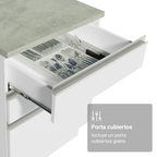 Mueble de Cocina Bajo Glamy 1.50 m 2 Puertas 2 Cajones con Encimera Blanco