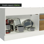 Mueble de Cocina Bajo Glamy 1.50 m 2 Puertas 2 Cajones Blanco/Marrón