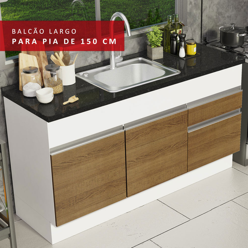Mueble de Cocina Bajo Glamy 1.50 m 2 Puertas 2 Cajones