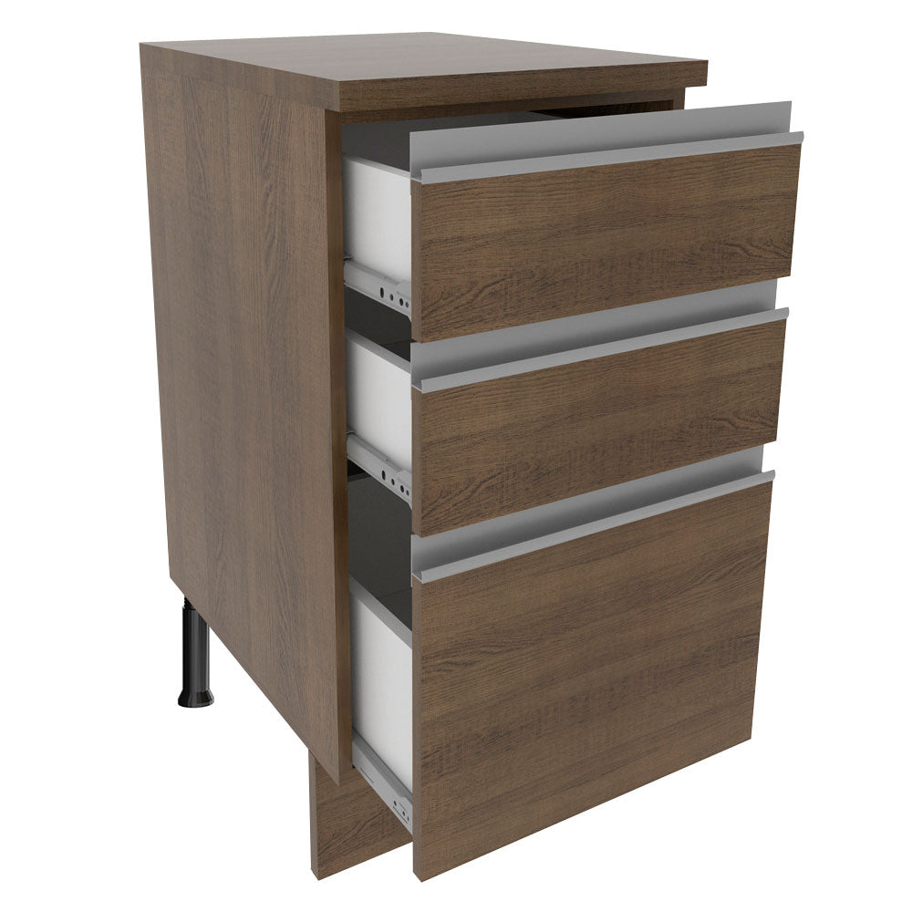 Mueble de Cocina Bajo Glamy 40 cm 3 Cajones Marrón