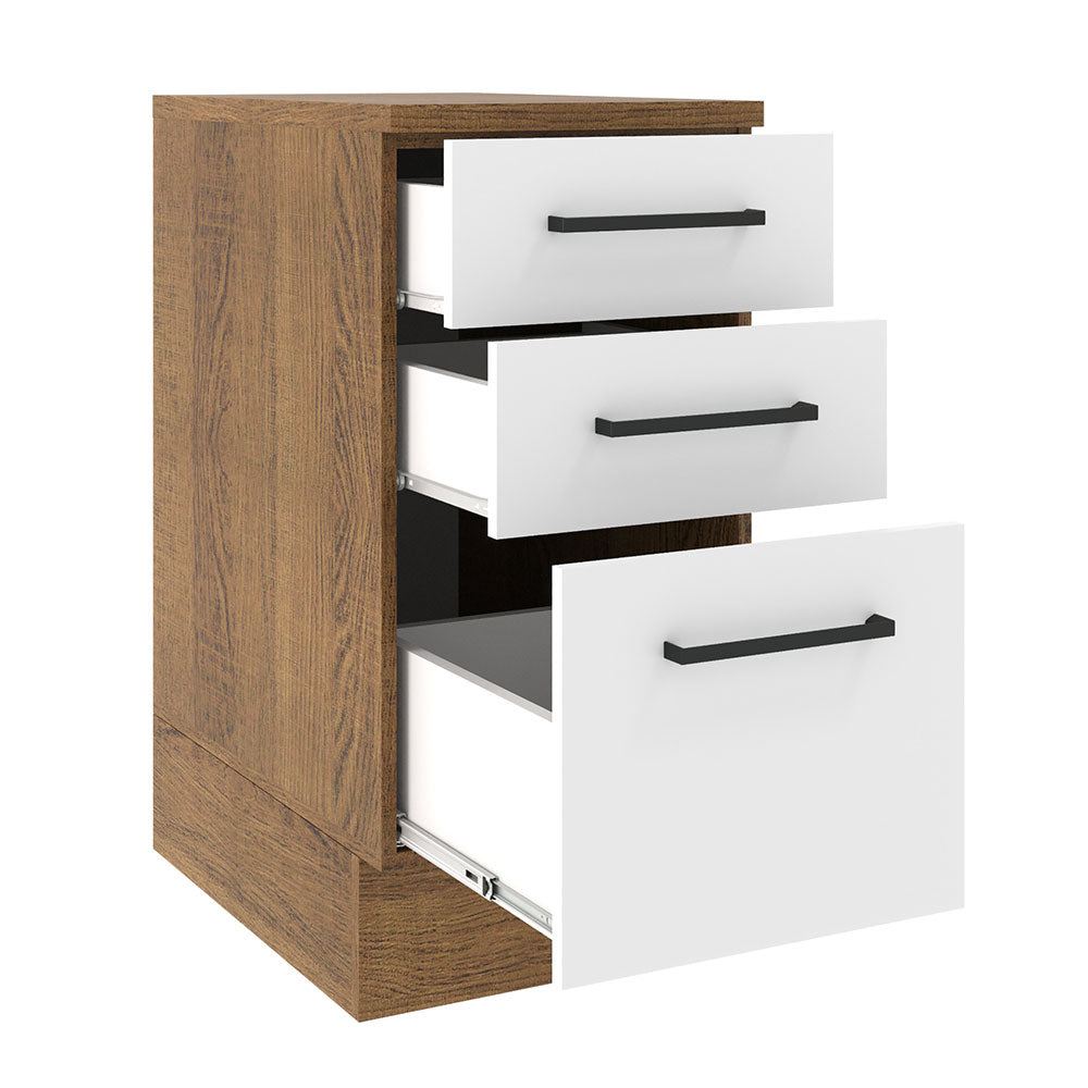 Mueble de Cocina Bajo Agata 40 cm 3 Cajones Marrón/Blanco