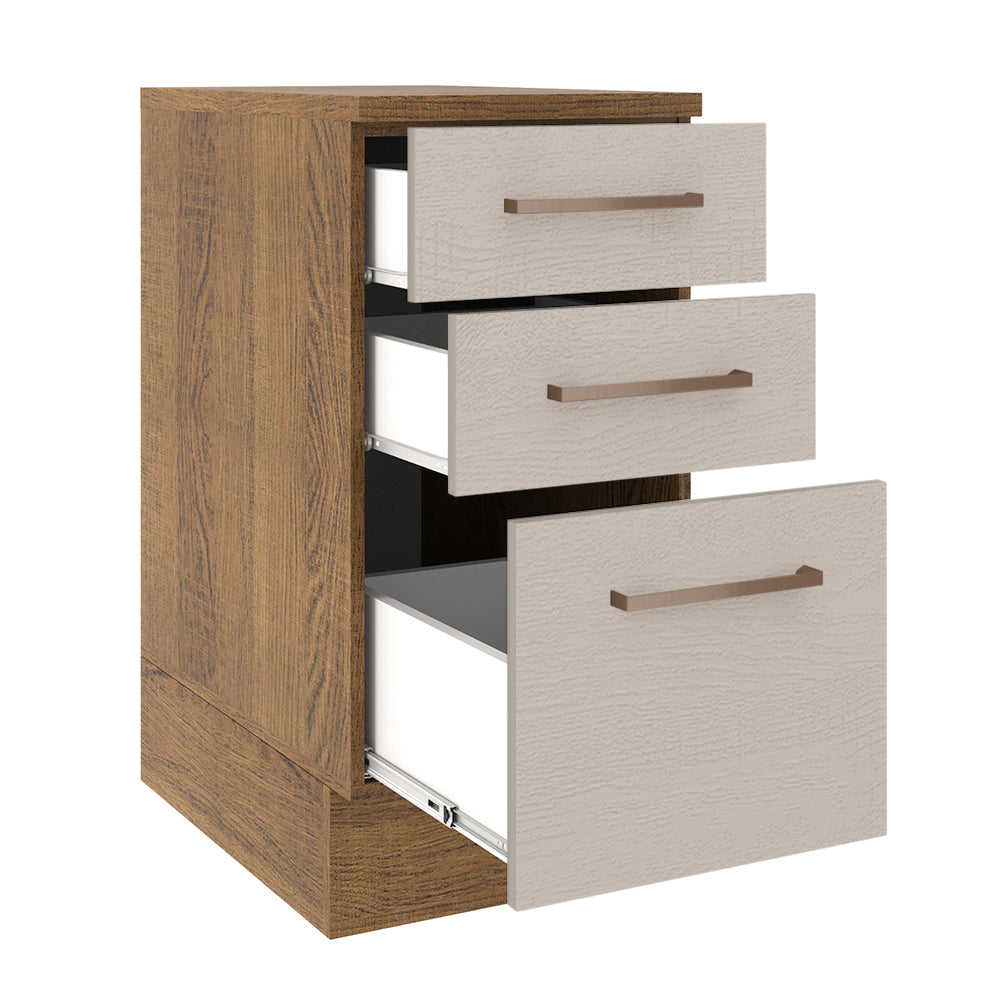 Mueble de Cocina Bajo Agata 40 cm 3 Cajones Marrón/Crema