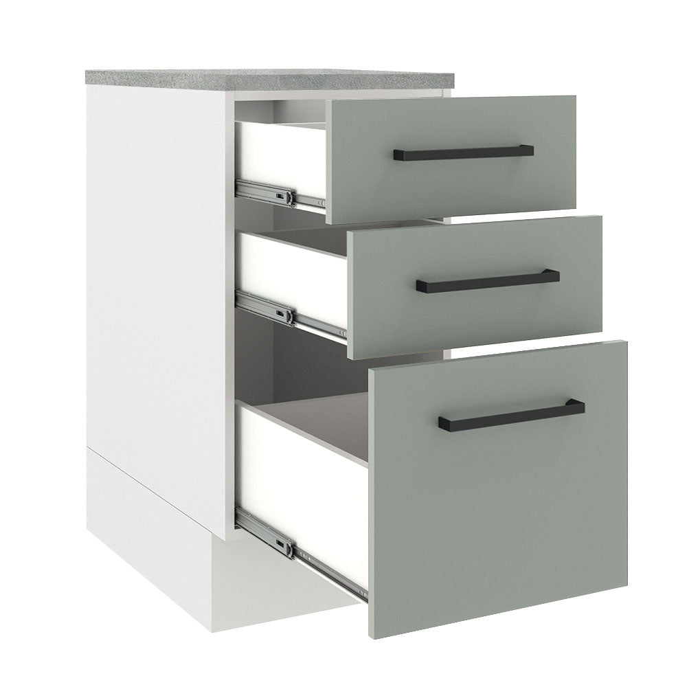 Mueble de Cocina Bajo Agata 40 cm 3 Cajones Blanco/Gris