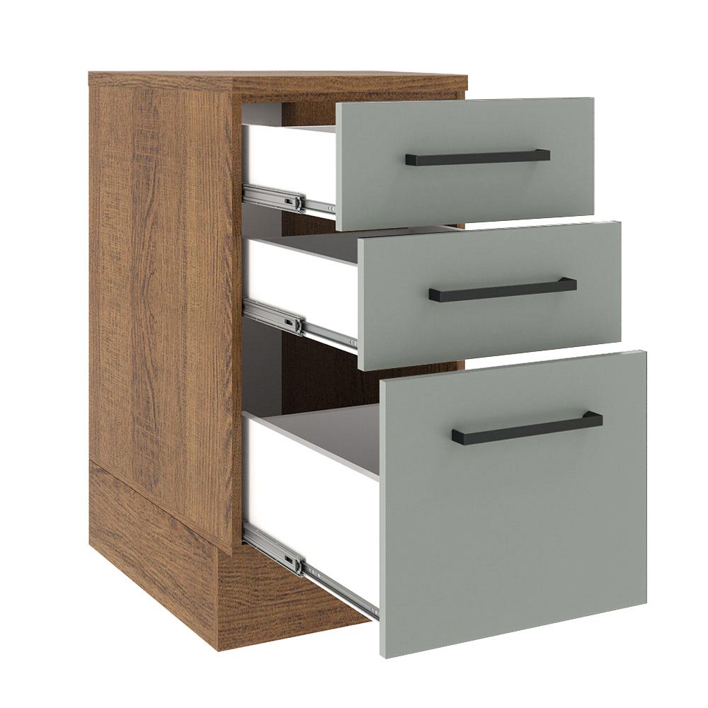 Mueble de Cocina Bajo Agata 40 cm 3 Cajones Marrón/Gris