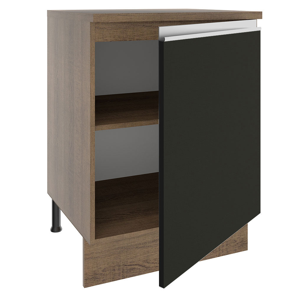 Mueble de Cocina Bajo Glamy 60 cm 1 Puerta Marrón/Negro