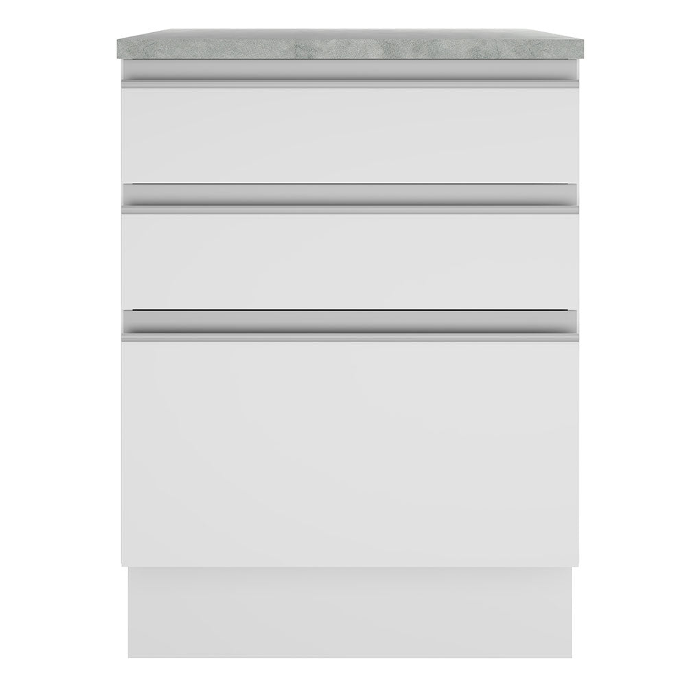 Mueble de Cocina Bajo Glamy 60 cm 3 Cajones Blanco