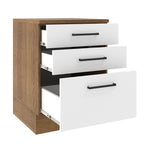 Mueble de Cocina Bajo Agata 60 cm 3 Cajones Marrón/Blanco
