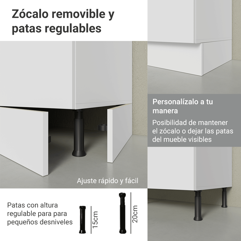 Mueble de Cocina Bajo de Esquina Glamy 1 Puerta Blanco
