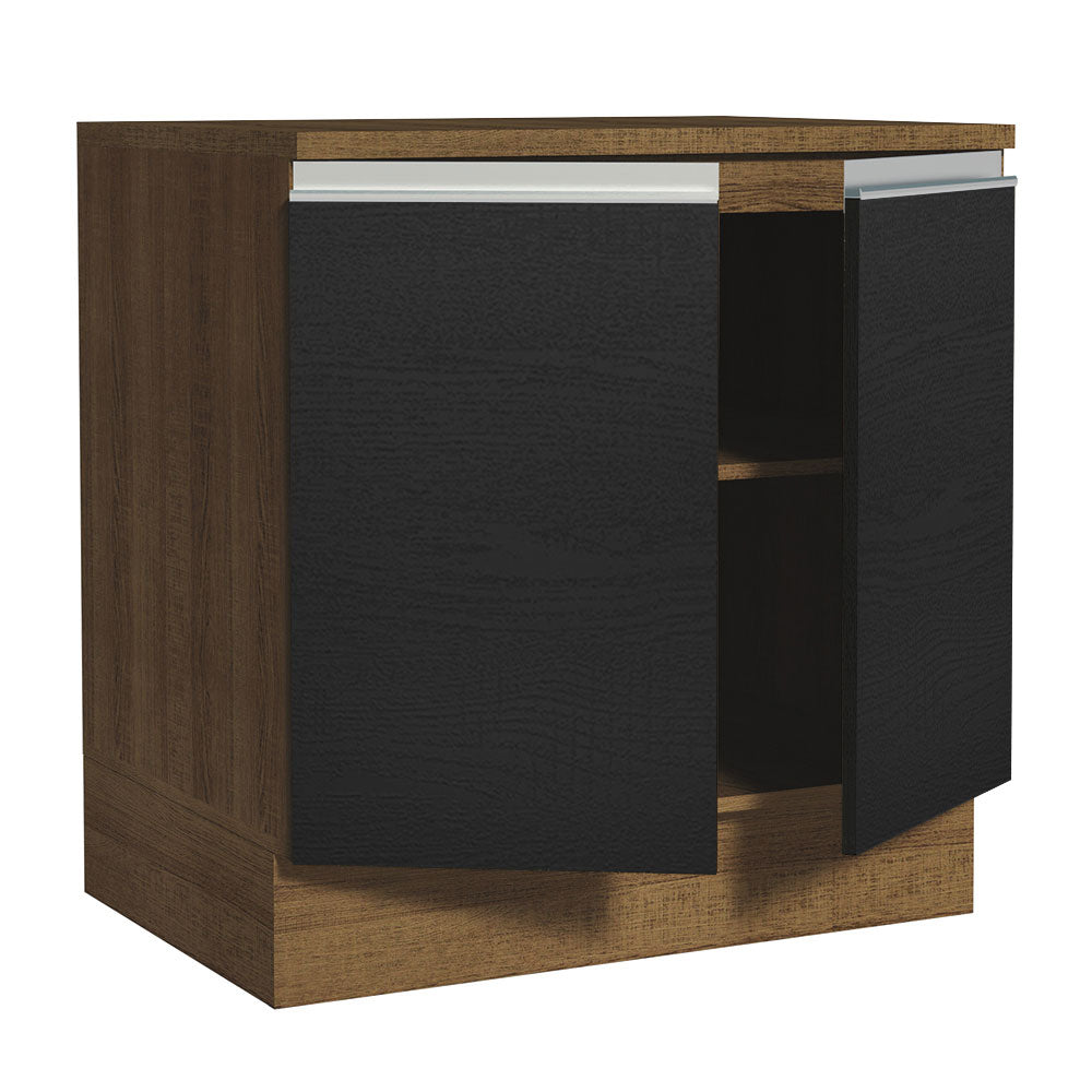Mueble de Cocina Bajo Glamy 80 cm 2 Puertas Marrón/Negro