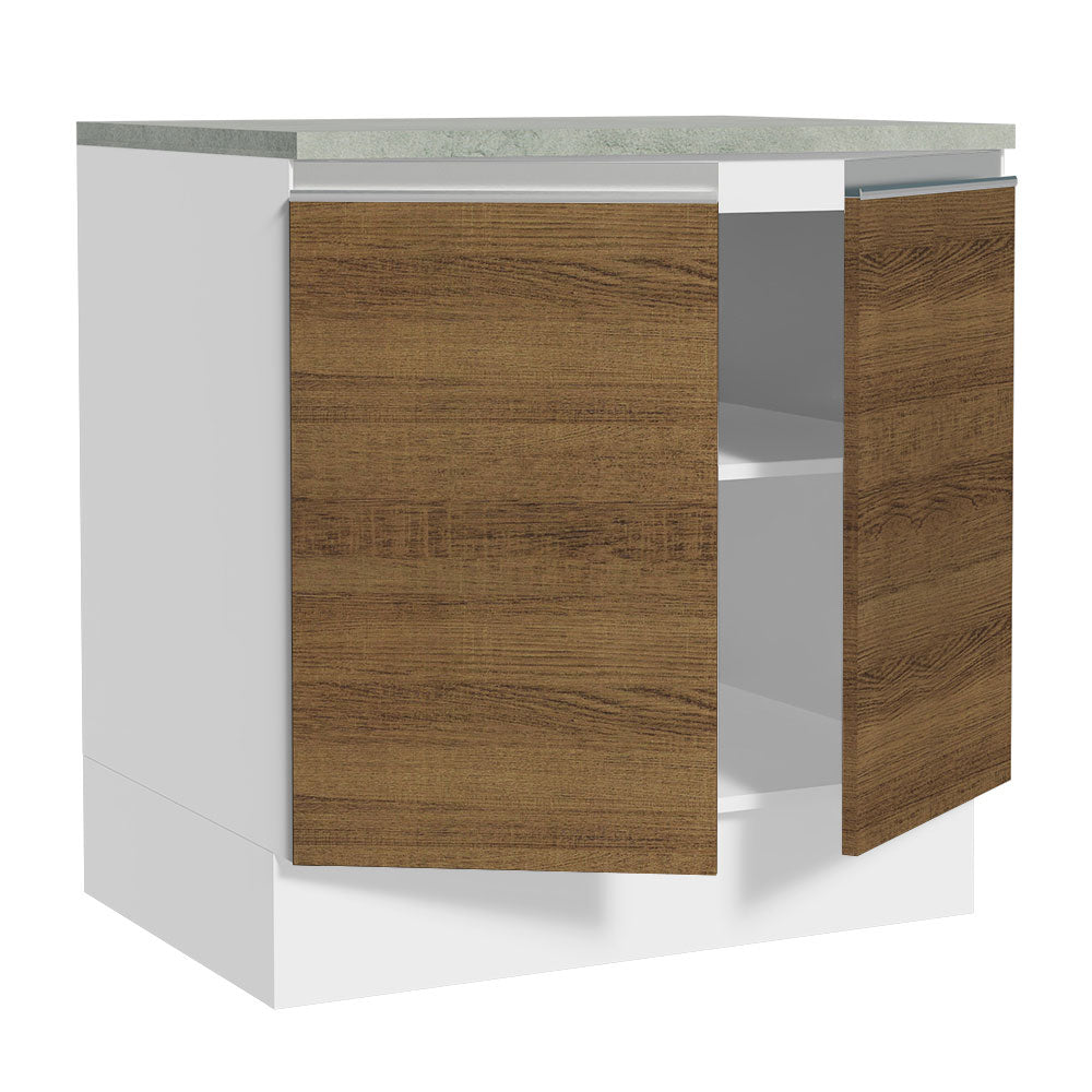 Mueble de Cocina Bajo Glamy 80 cm 2 Puertas Blanco/Marrón