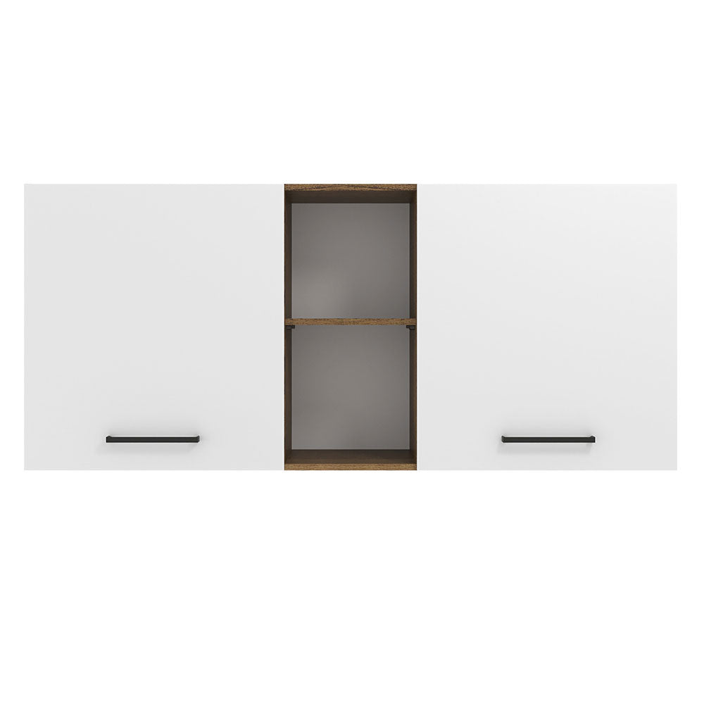 Mueble de Cocina Superior Agata 1.50 m 2 Puertas 2 Nichos Centrales Marrón/Blanco