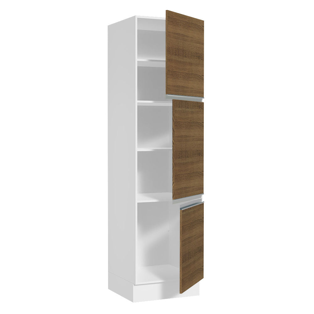 Mueble de Cocina Armario Vertical Glamy 3 Puertas Blanco/Marrón