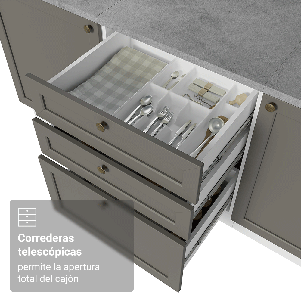 Mueble de Cocina para Hornos Vik 60 cm Blanco/Gris