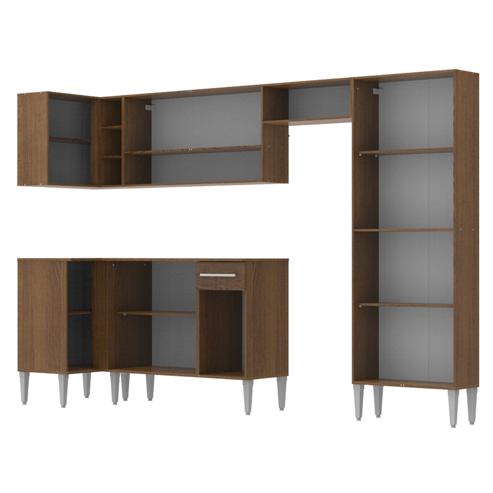 Cocina Integral de Esquina Emilly Sun 3.50 m Marrón/Negro