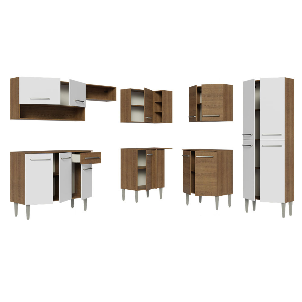 Cocina Integral de Esquina Emilly 4.20 m Marrón/Blanco 02