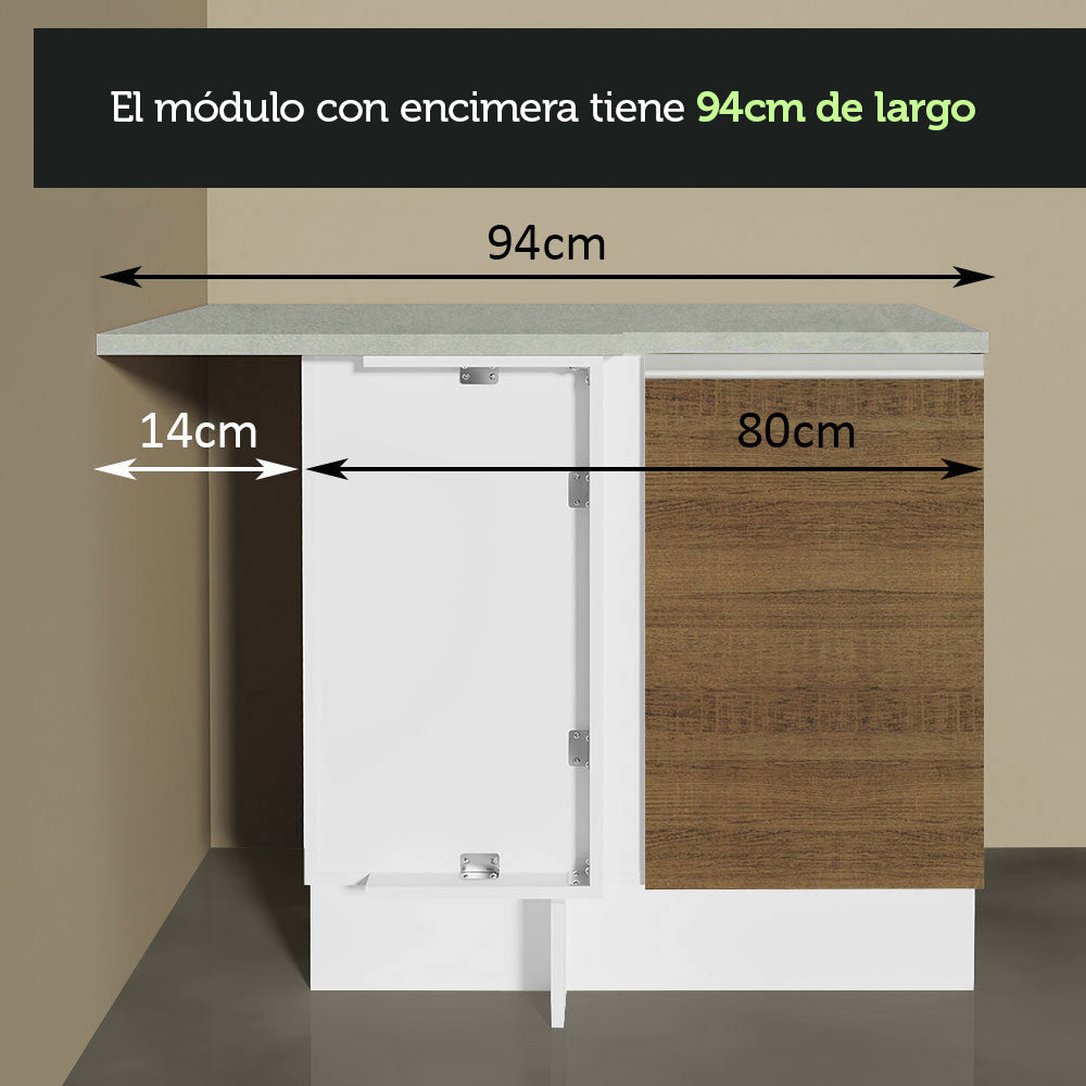 Cocina Integral de Esquina Glamy 3.50 m Blanco/Marrón 07
