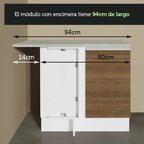 Cocina Integral de Esquina Glamy 3.50 m Blanco/Marrón 07