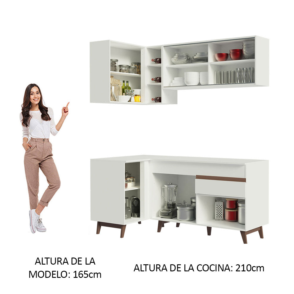 Cocina Integral de Esquina Reims 2.60 m con Encimera Blanco 01