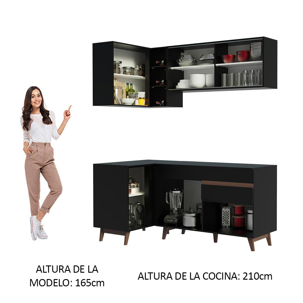 Cocina Integral de Esquina Reims 2.60 m con Encimera Negro 01