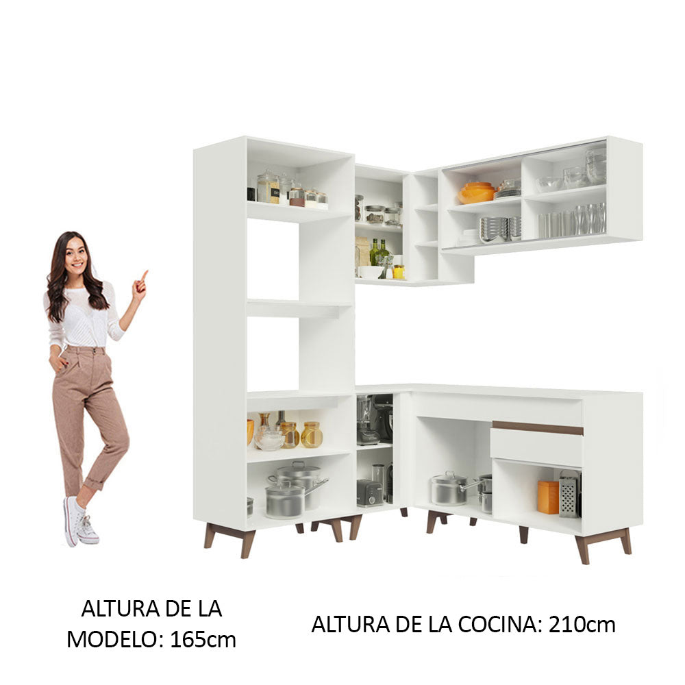 Cocina Integral de Esquina Reims 3.30 m con Encimera Blanco 01