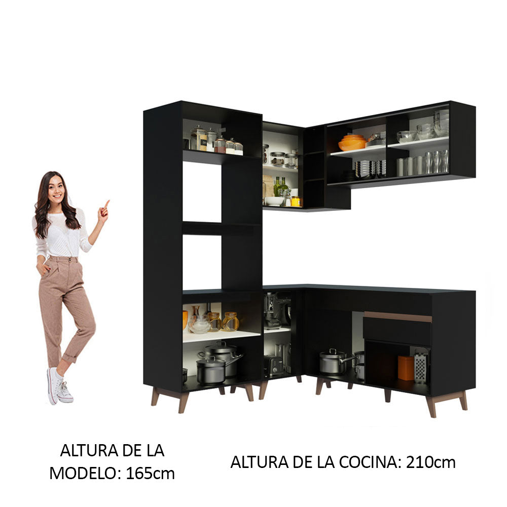 Cocina Integral de Esquina Reims 3.30 m con Encimera Negro 01