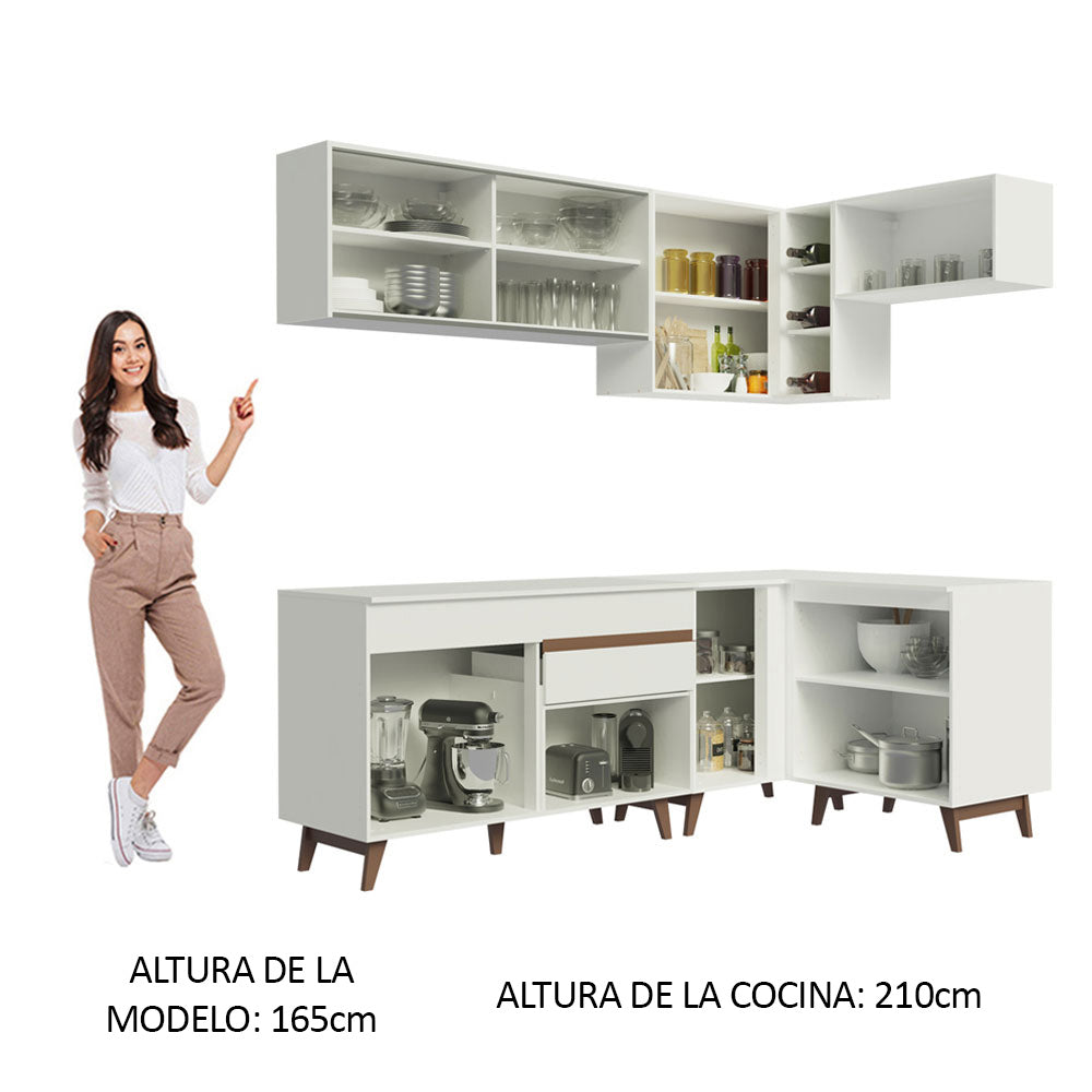 Cocina Integral de Esquina Reims 3.30 m con Encimera Blanco 02