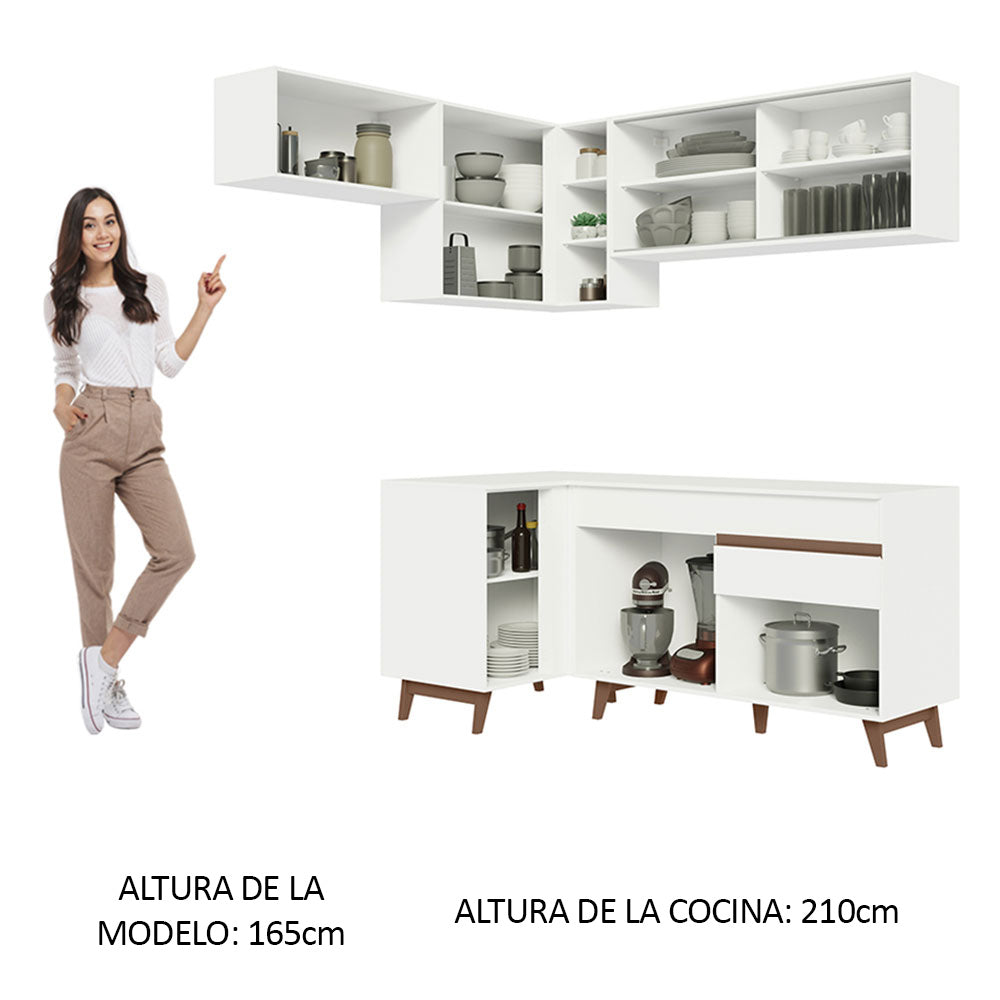 Cocina Integral de Esquina Reims 3.30 m con Encimera Blanco 03