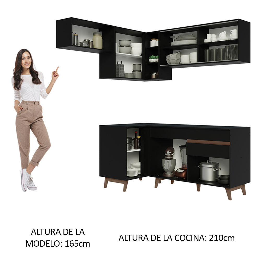 Cocina Integral de Esquina Reims 3.30 m con Encimera Negro 03
