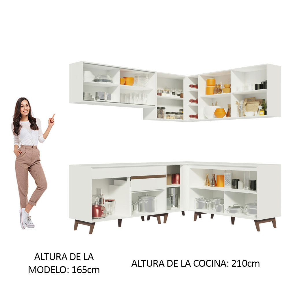 Cocina Integral de Esquina Reims 3.80 m con Encimera Blanco 01