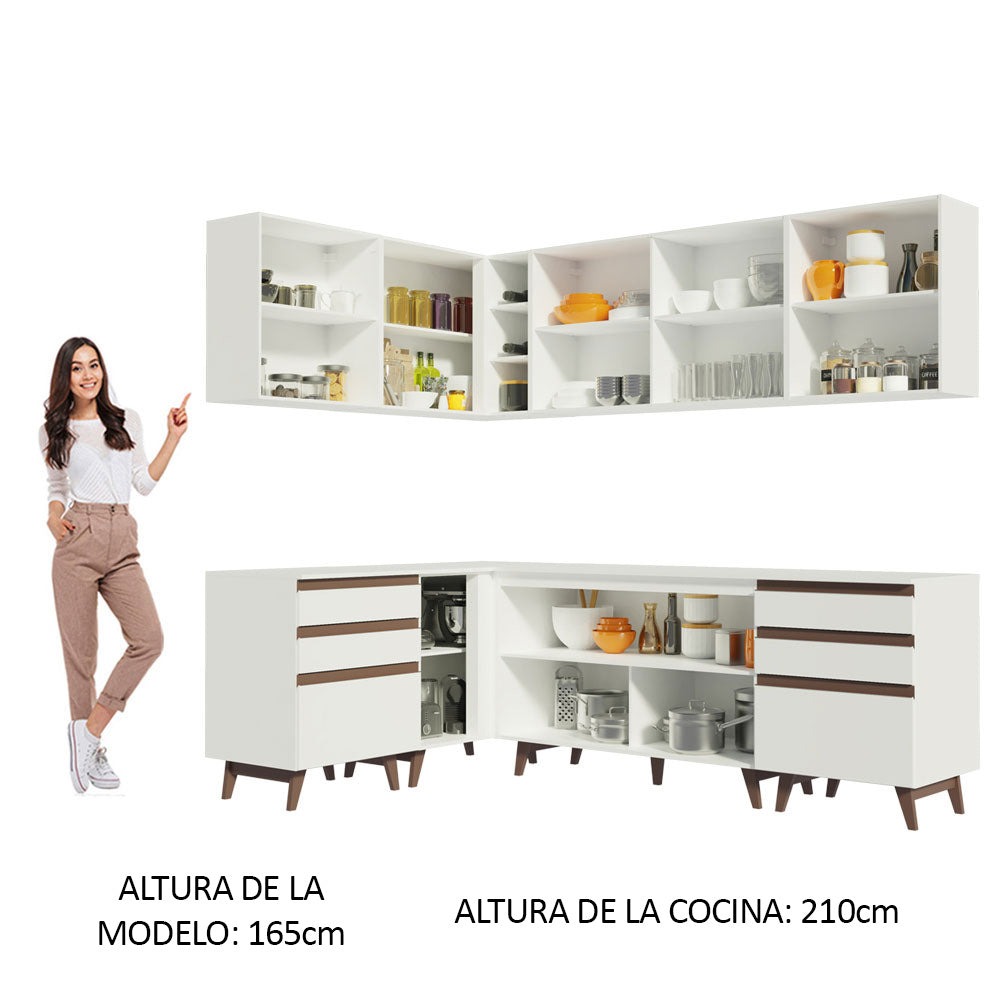 Cocina Integral de Esquina Reims 3.80 m con Encimera Blanco 02