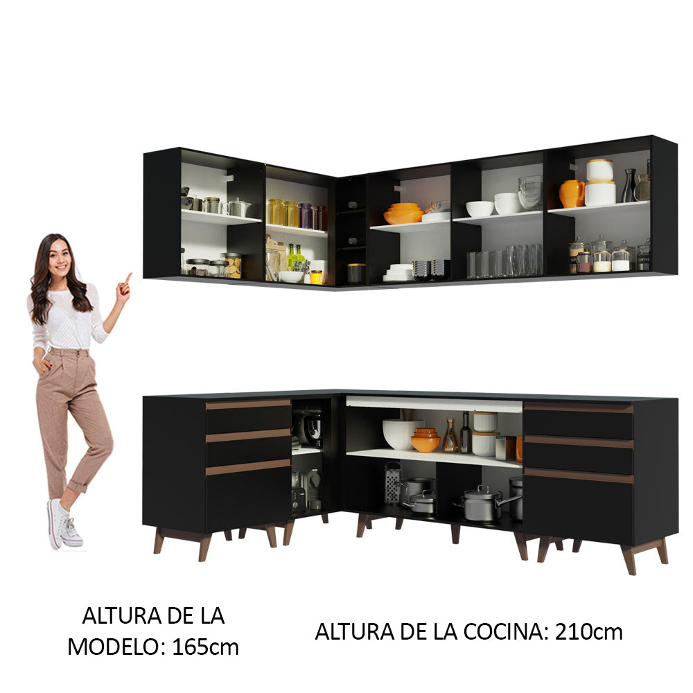 Cocina Integral de Esquina Reims 3.80 m con Encimera Negro 02