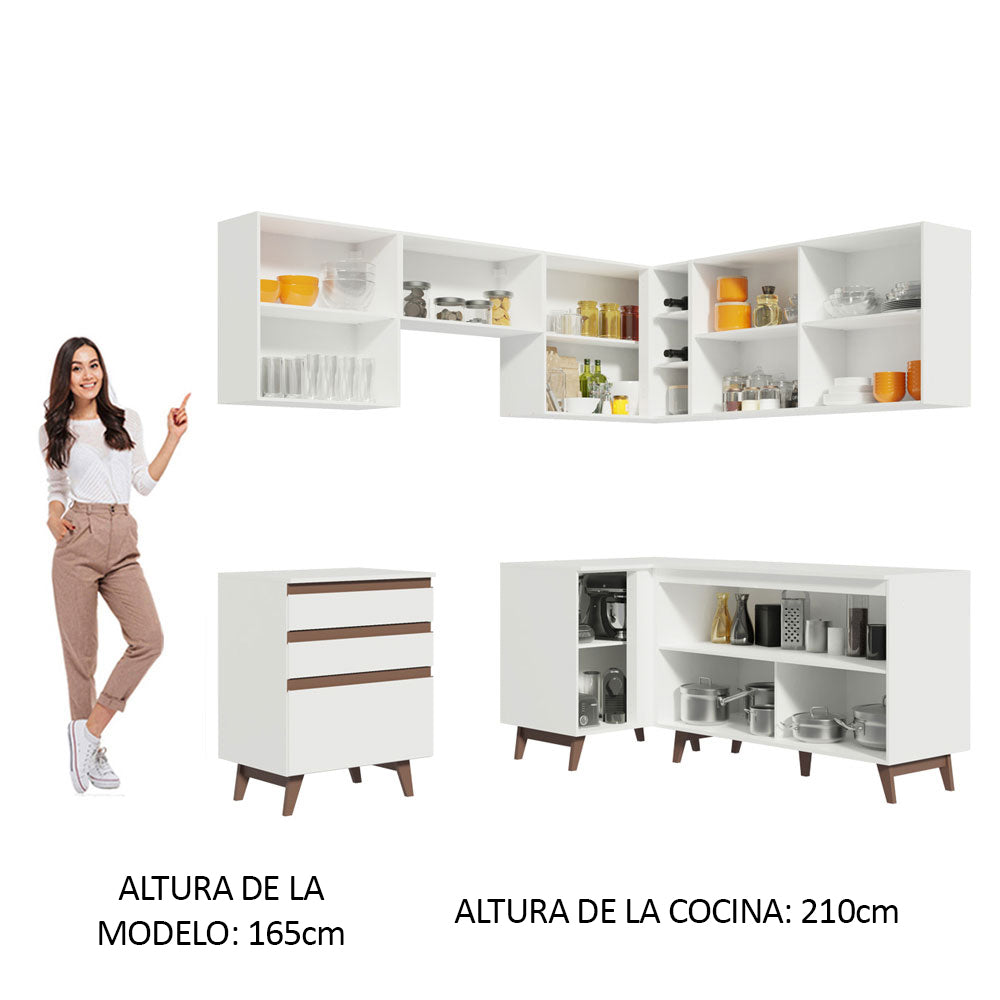 Cocina Integral de Esquina Reims 3.90 m con Encimera Blanco 01
