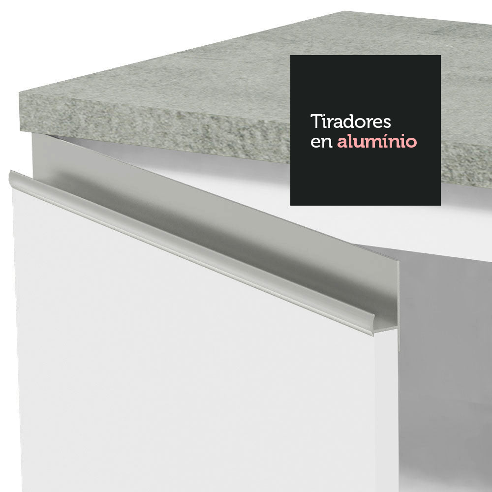Cocina Integral Glamy 200 cm con Mesón de Acero 03 Blanco Madesa