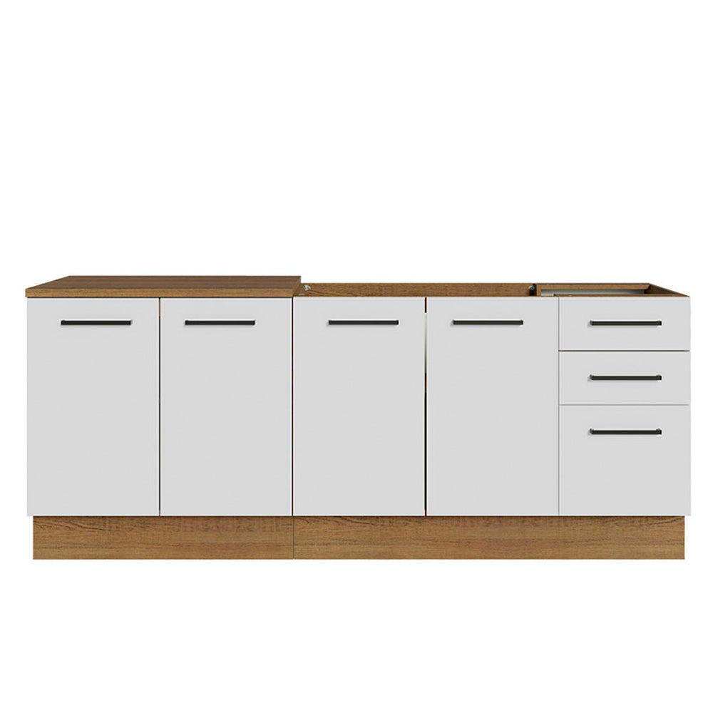 Kit 2 Muebles de Cocina Bajo Agata 2.00 Metros Marrón/Blanco