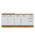 Kit 2 Muebles de Cocina Bajo Agata 2.00 Metros Marrón/Blanco