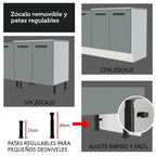 Kit 2 Muebles de Cocina Bajo Agata 2.00 Metros Blanco/Gris