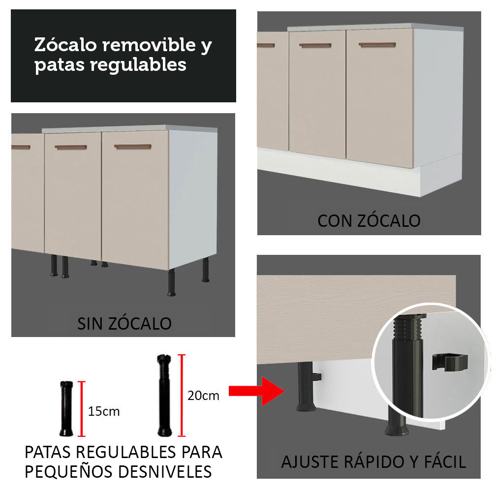 Cocina Integral Agata Thêmis 2.20 Metros Blanco/Crema